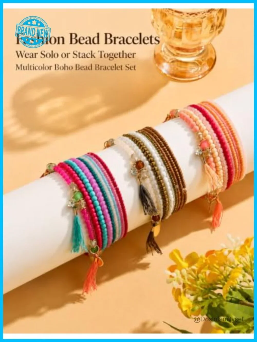 6 Sets Boho Bead Bracelets Multilayered Stackable Stretch Bracelets for Women